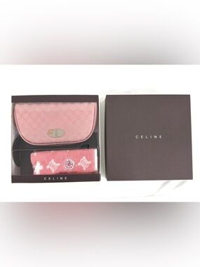 CELINE Pink Travel Pouch and Pink Towel Set